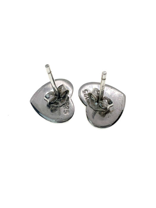 Earrings - 925 Silver Heart Shaped Earrings with Diamantes For Pierced Ears - ML2215