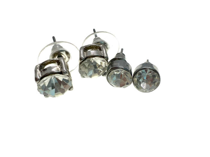 Earrings - Vintage Silver Tone Diamante Earrings for Pierced Ears - ML2218