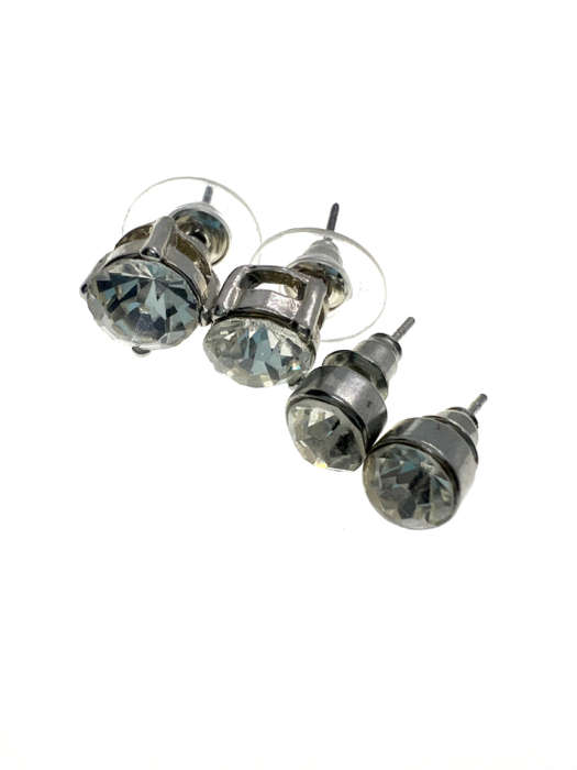 Earrings - Vintage Silver Tone Diamante Earrings for Pierced Ears - ML2218
