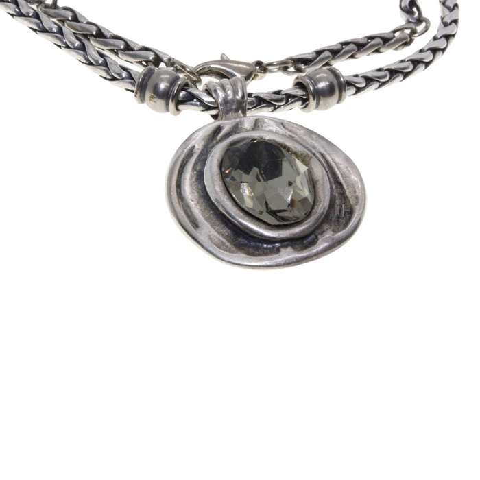 Chain/Pendant - Pewter Fob Chain. Pendant Rose in Centre. Stones. Handcrafted - Danon - ML3108