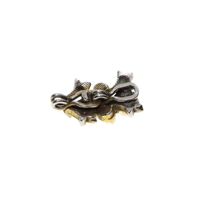 Pendant - Silver and Gold Tone. Leaf Design with Faux Pearls - ML3112