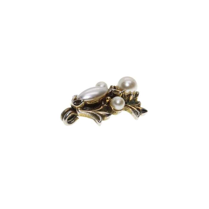 Pendant - Silver and Gold Tone. Leaf Design with Faux Pearls - ML3112