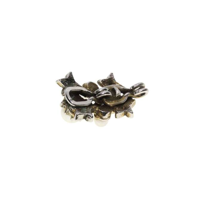 Pendant - Silver and Gold Tone. Leaf Design with Faux Pearls - ML3112