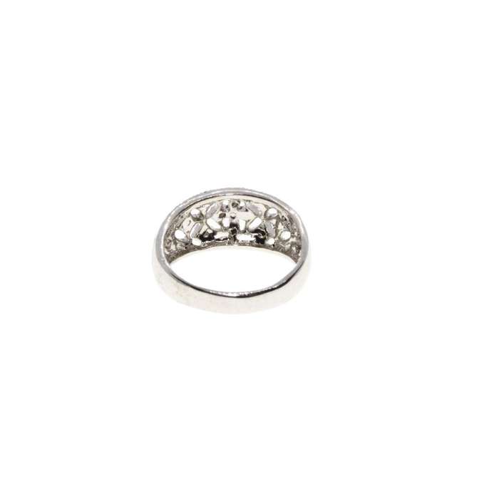 Ring - Silver Tone Marcasite with Diamantes Design - ML3118
