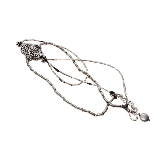 Bracelet - Finger Ring Bracelet - 925 Silver Hamsa Charm - ML3120