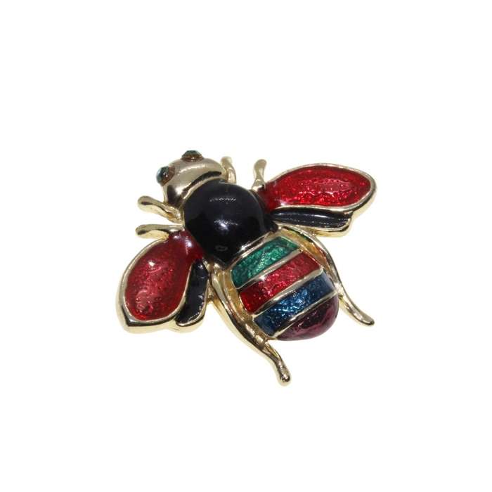 Brooch - 2 x Gold Tone Colourful Enamel Bee Designed Brooches - ML3133