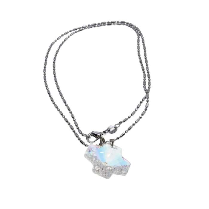 Necklace - 925 Silver Chain with Gorgeous Crystal Cross - ML3161