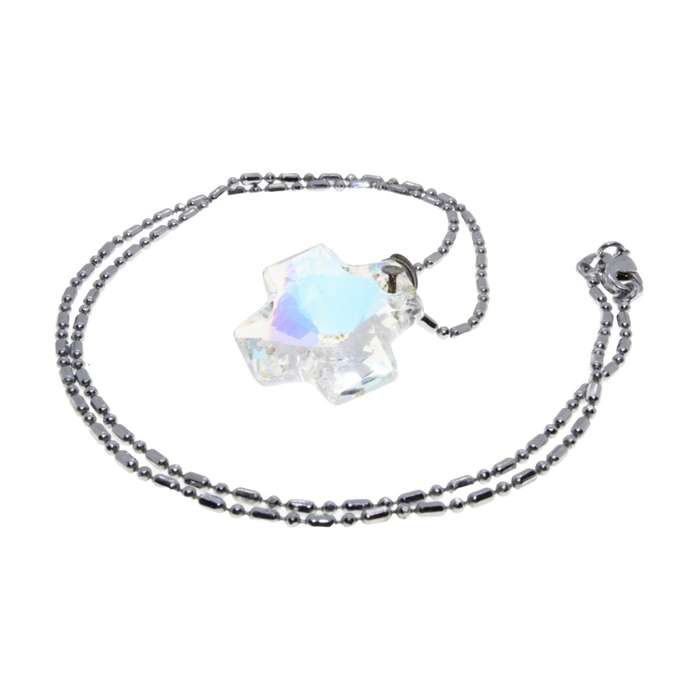 Necklace - 925 Silver Chain with Gorgeous Crystal Cross - ML3161