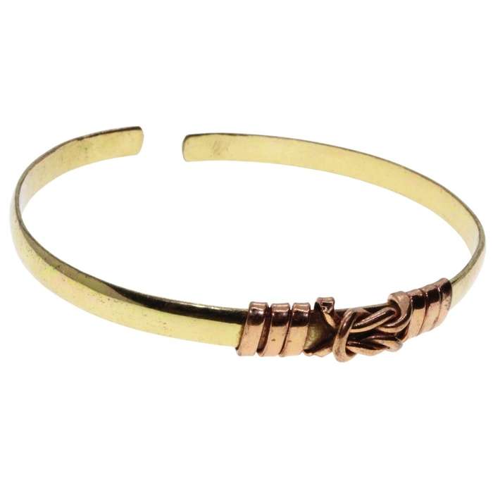 Bracelet - Vintage Brass with Copper Detail Cuff Bracelet - ML3165