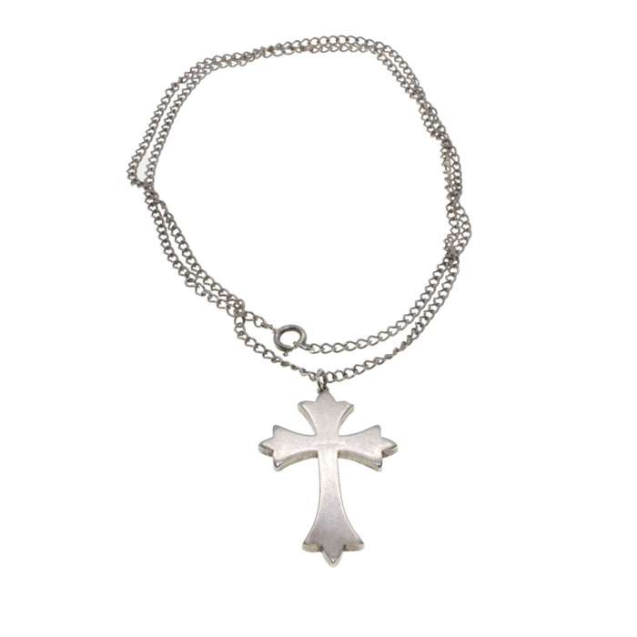 Necklace - Sterling Silver Engraved Design Cross Pendant on Chain - ML3188