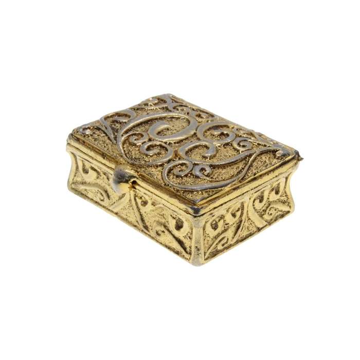 Misc - Vintage Gold Tone Pill Box with Intricate Design - ML3195