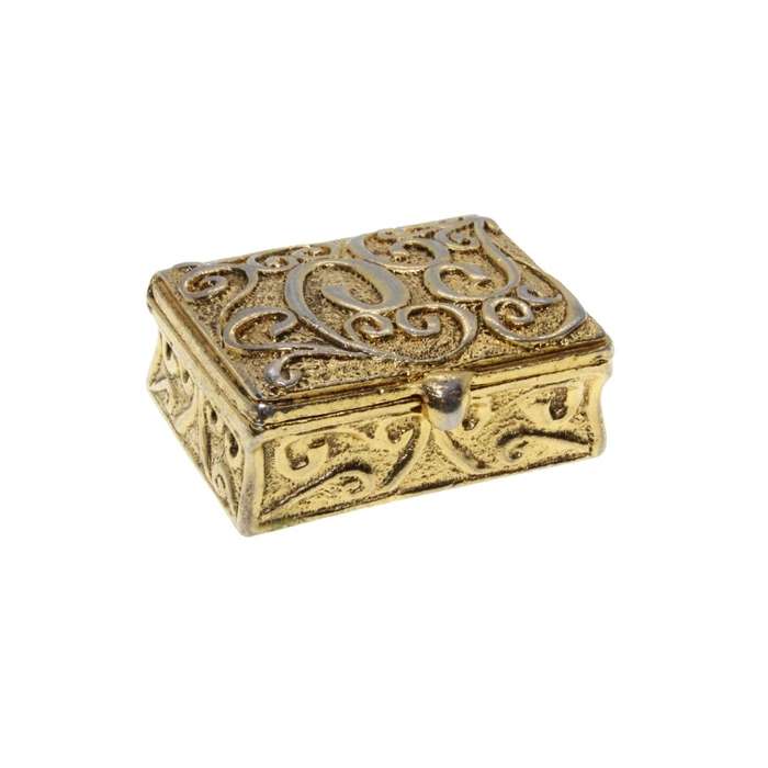 Misc - Vintage Gold Tone Pill Box with Intricate Design - ML3195