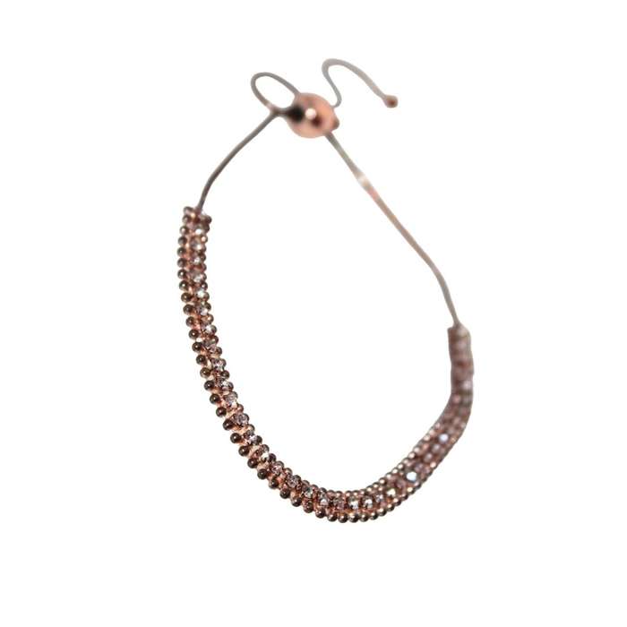 Bracelet - Sparkling Rose Gold Colour Adjustable Bracelet - ML3212