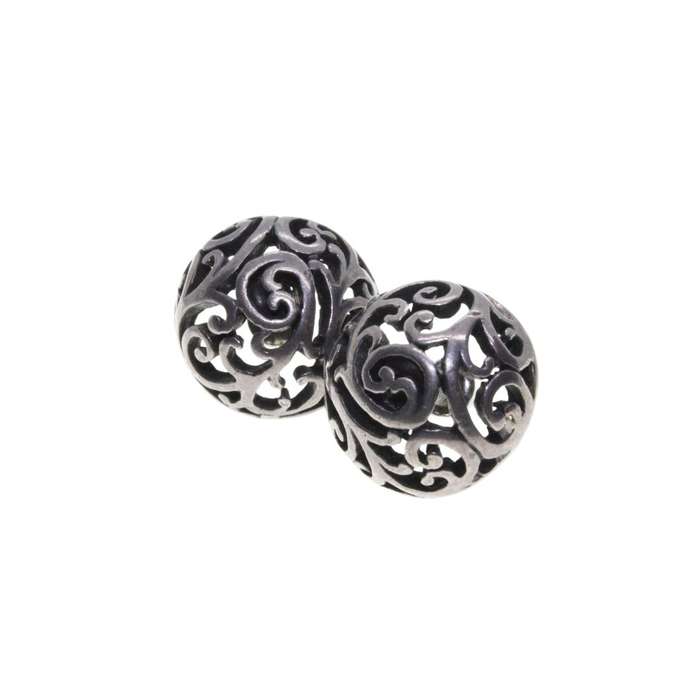Earrings - Silver Tone Vintage Round Marcasite Design Earrings for Pierced Ears - ML3254