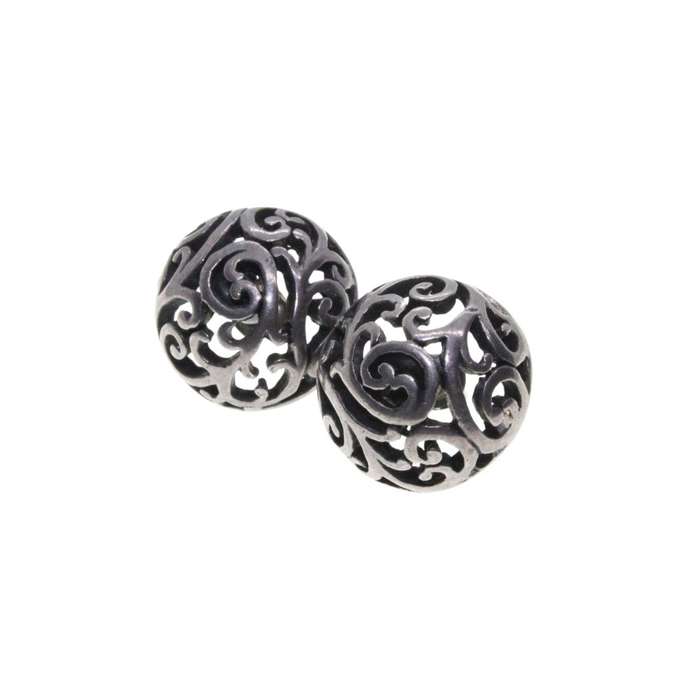 Earrings - Silver Tone Vintage Round Marcasite Design Earrings for Pierced Ears - ML3254