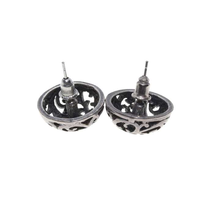 Earrings - Silver Tone Vintage Round Marcasite Design Earrings for Pierced Ears - ML3254