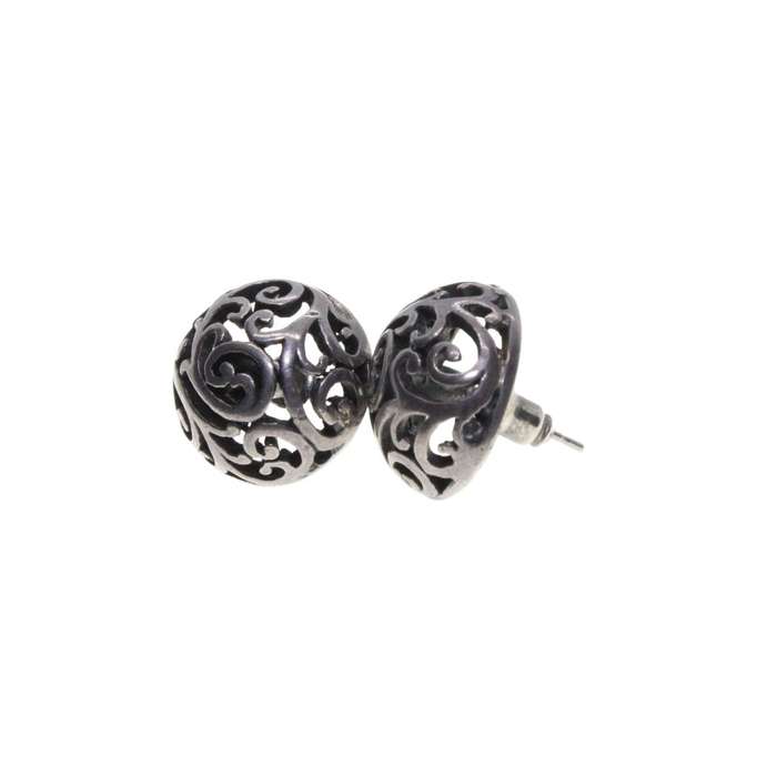 Earrings - Silver Tone Vintage Round Marcasite Design Earrings for Pierced Ears - ML3254