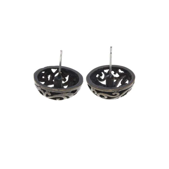 Earrings - Dark Silver Tone Vintage Round Marcasite Earrings for Pierced Ears - ML3255