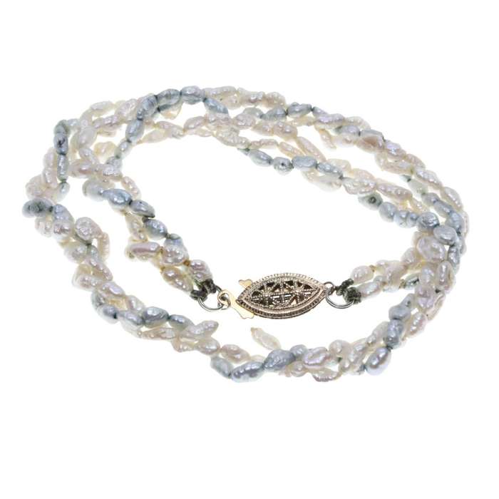 Necklace - Choker Gold Tone Clasp. Plaited Seed Pearls Choker - 3 colours - ML3257