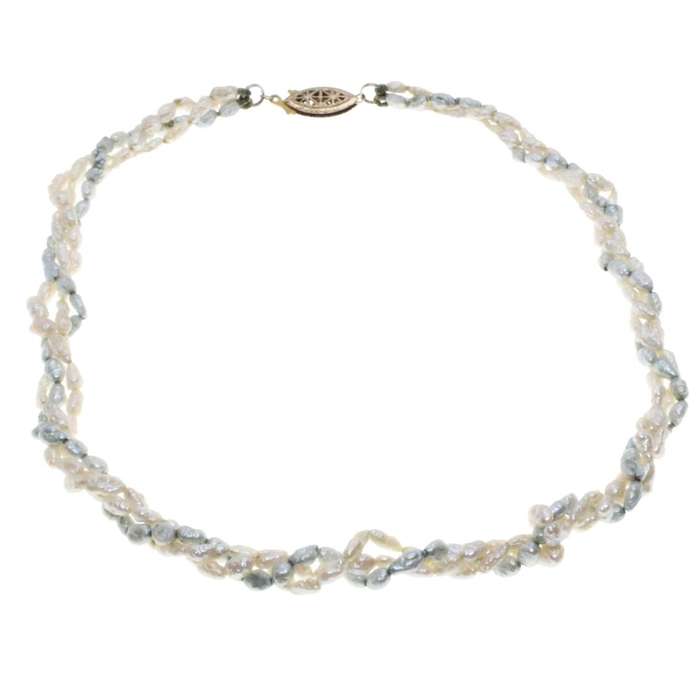 Necklace - Choker Gold Tone Clasp. Plaited Seed Pearls Choker - 3 colours - ML3257