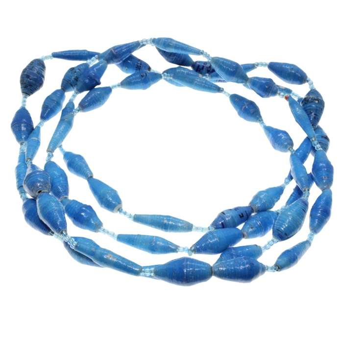 Necklace - Turquoise Colour Handcrafted Assorted Paper Beads and small plastic Beads - ML3259