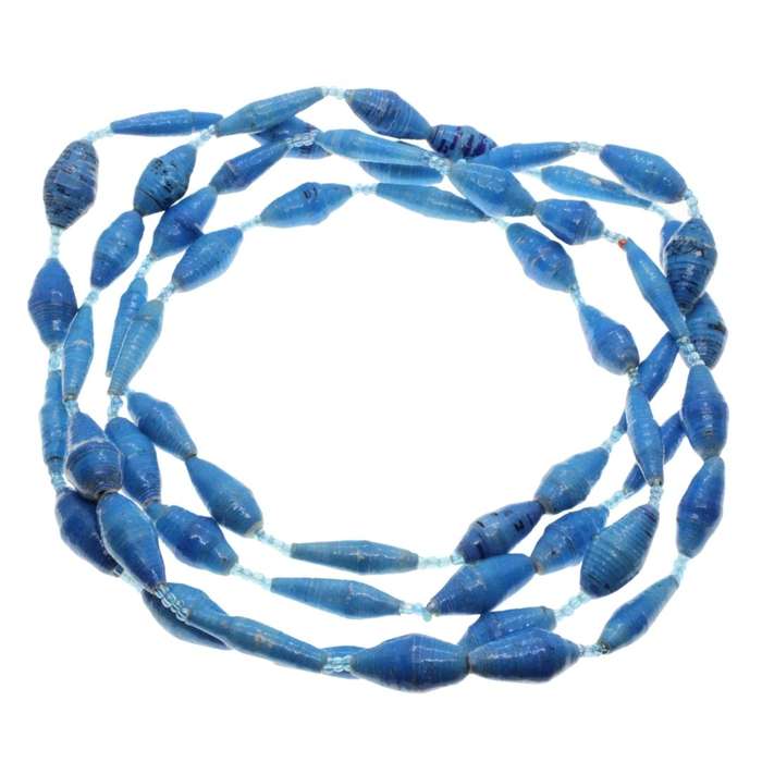 Necklace - Turquoise Colour Handcrafted Assorted Paper Beads and small plastic Beads - ML3259