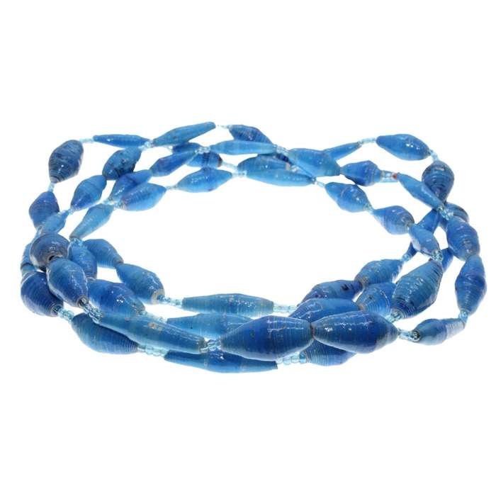 Necklace - Turquoise Colour Handcrafted Assorted Paper Beads and small plastic Beads - ML3259