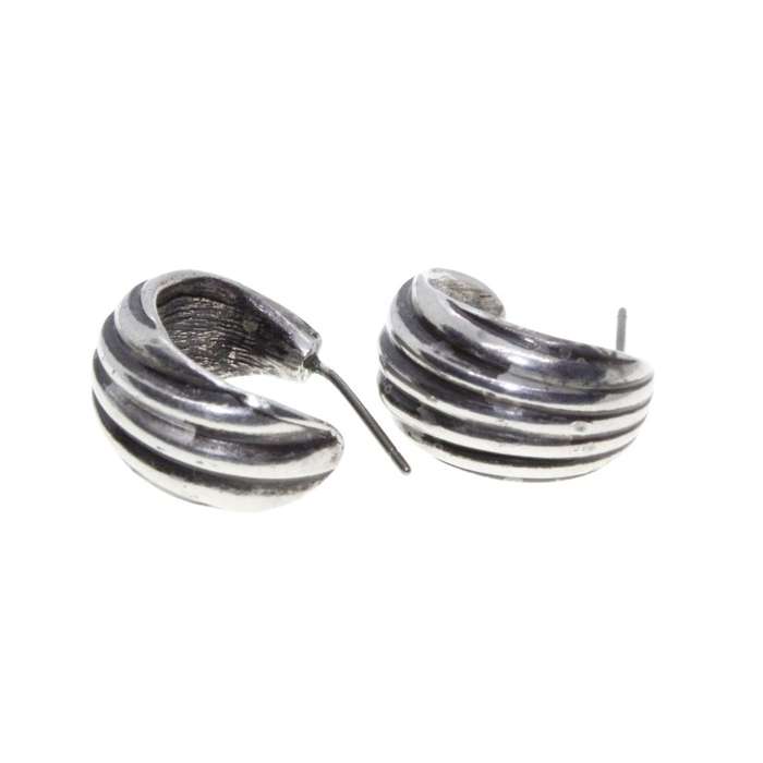 Earrings - Silver Tone Small Huggy Earrings for Pierced Ears - ML3263