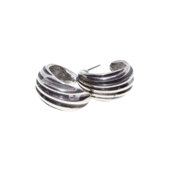 Earrings - Silver Tone Small Huggy Earrings for Pierced Ears - ML3263