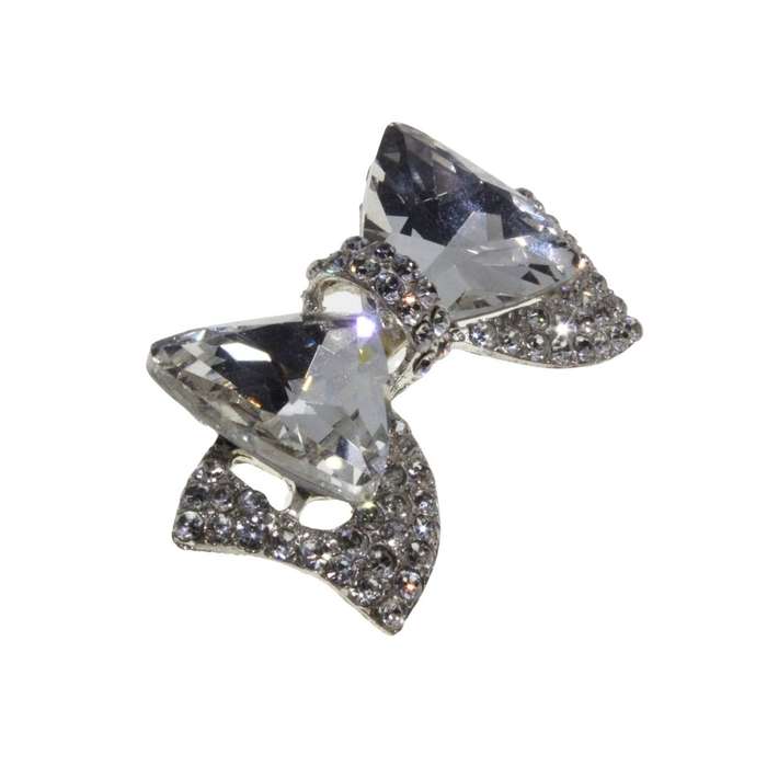 Brooch - Silver Tone Exquisite Sparkly Bow covered in Diamantes. 2 Diamantes Missing - ML3277