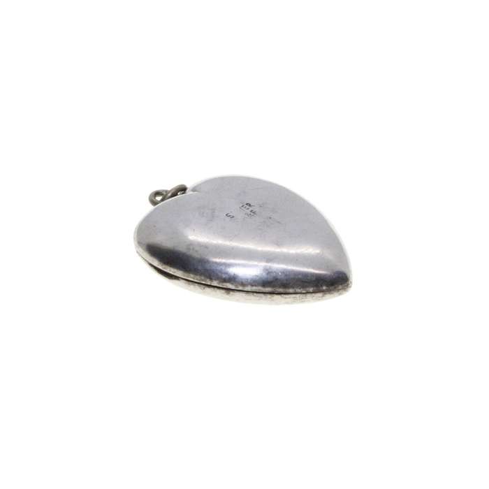 Pendant  - Silver stamped Heart Locket +-1940/50 era. Lines engraved on front of Heart - ML3328