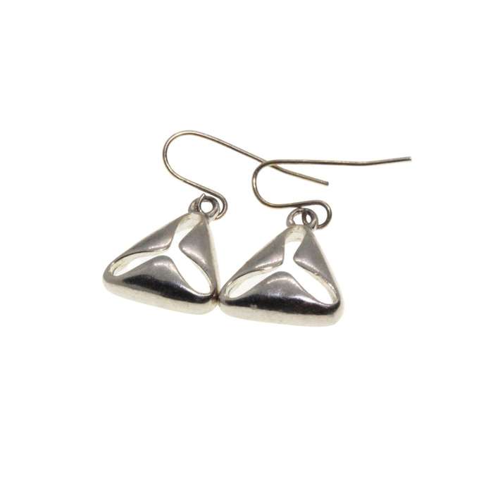Earrings - Silver Tone Earrings with cutouts in the centre - Triangle Shape for Pierced Ears - ML...