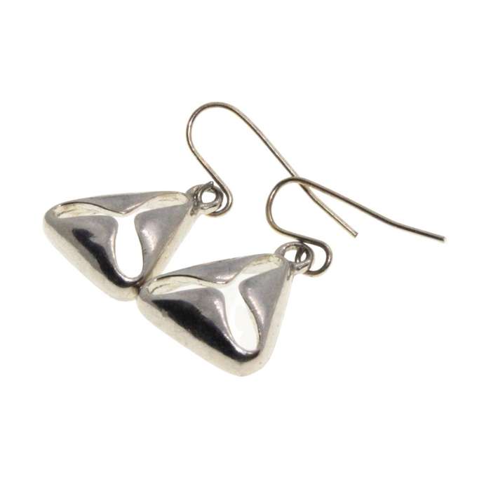 Earrings - Silver Tone Earrings with cutouts in the centre - Triangle Shape for Pierced Ears - ML...