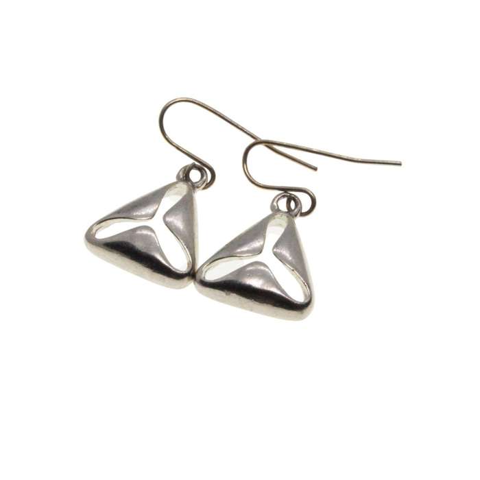 Earrings - Silver Tone Earrings with cutouts in the centre - Triangle Shape for Pierced Ears - ML...