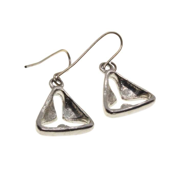 Earrings - Silver Tone Earrings with cutouts in the centre - Triangle Shape for Pierced Ears - ML...