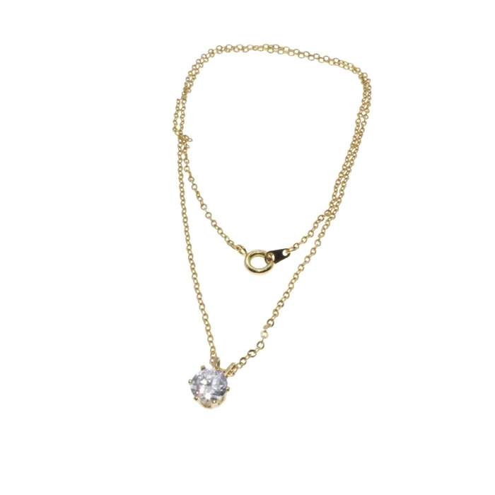Necklace - Gold Tone Dainty Chain with a Beautiful Diamante Pendant - ML3350