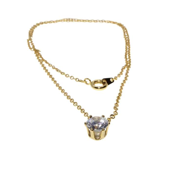 Necklace - Gold Tone Dainty Chain with a Beautiful Diamante Pendant - ML3350