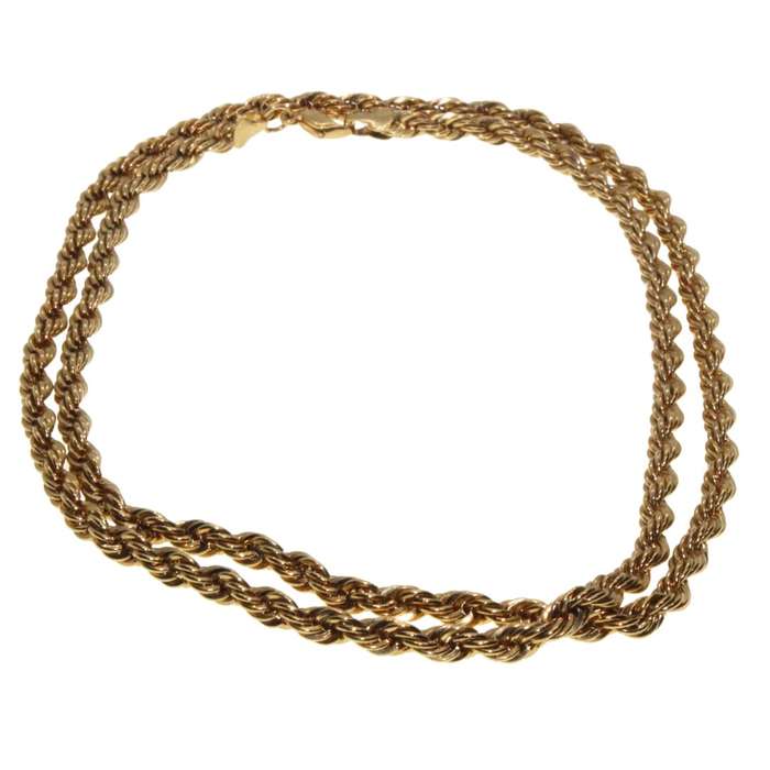 Necklace - Gold Tone Vintage Twisted Long Chain - ML3356