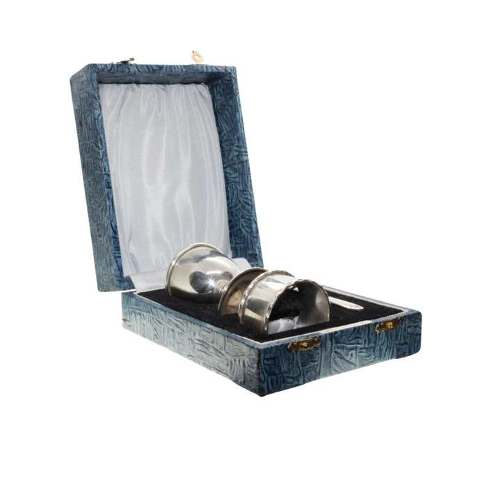 Christening Set - Vintage Silv Plated. Egg Cup Spoon & Serviette Ring. England. Orig Box - ML3424