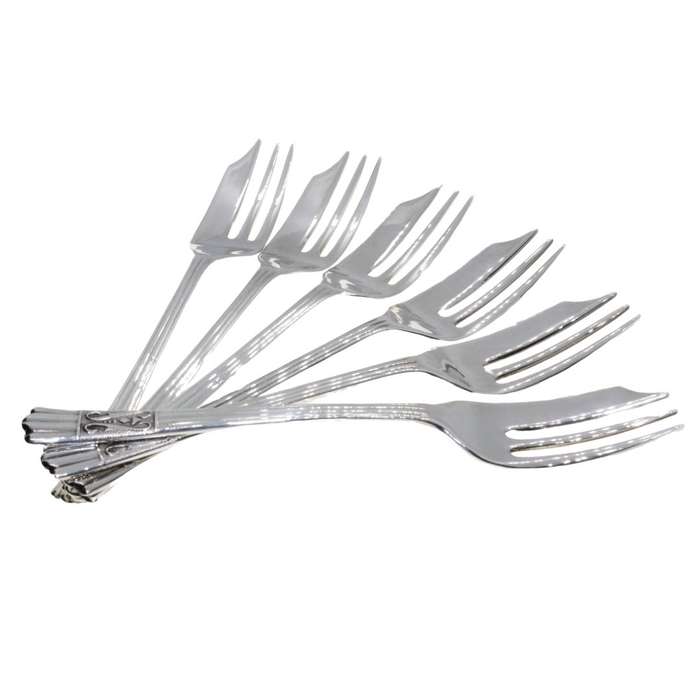 Cake Forks - Vintage EPNS Forks x 6. Pastry Lifter. Made in England. Original box (worn) - ML3426