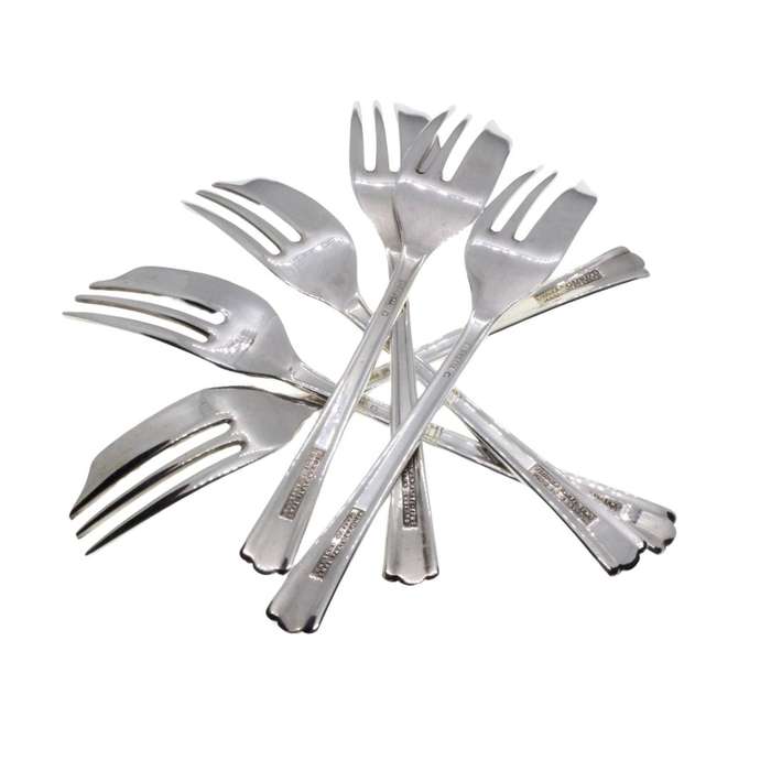 Cake Forks - Vintage EPNS Forks x 6. Pastry Lifter. Made in England. Original box (worn) - ML3426