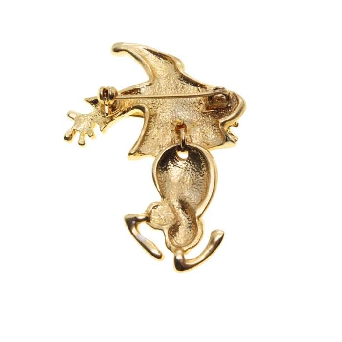 Brooch - Vintage Clown Retro Brooch Gold Tone with White Enamel. Articulated Legs - ML3454