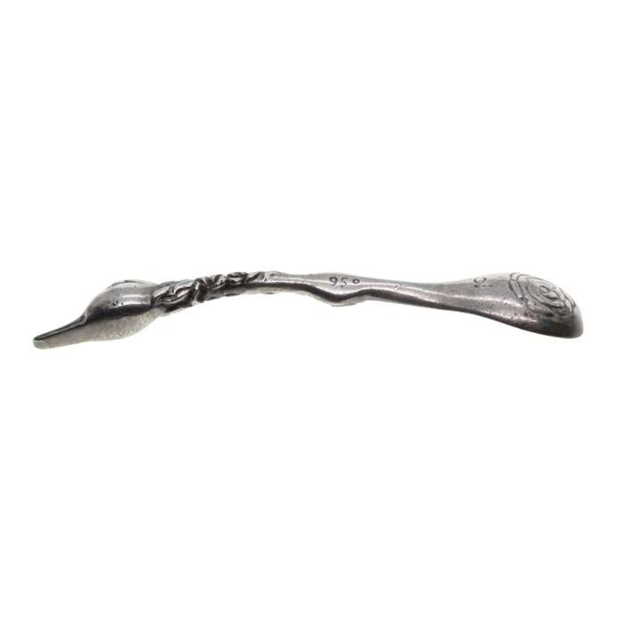Spoon - Handmade Mustard spoon with duck face and delicate Rose engravings. Stamped - ML3457
