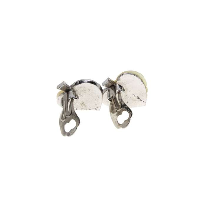 Earrings - Silver Tone Marcasite Leaf Earrings with Mother of Pearl. Clip Ons - ML3481