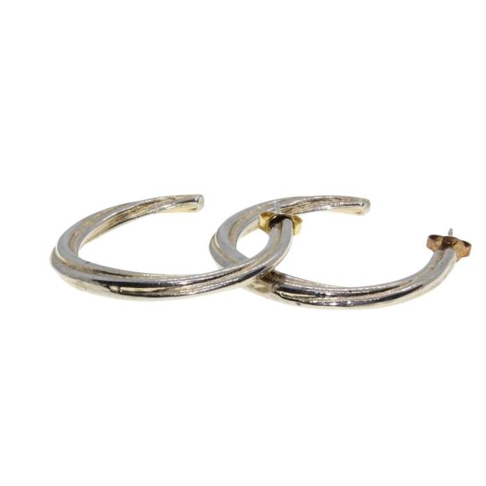 Earrings - Vintage Gold Tone Twisted Hoops. For Pierced Ears - ML3482