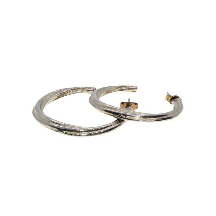 Earrings - Vintage Gold Tone Twisted Hoops. For Pierced Ears - ML3482