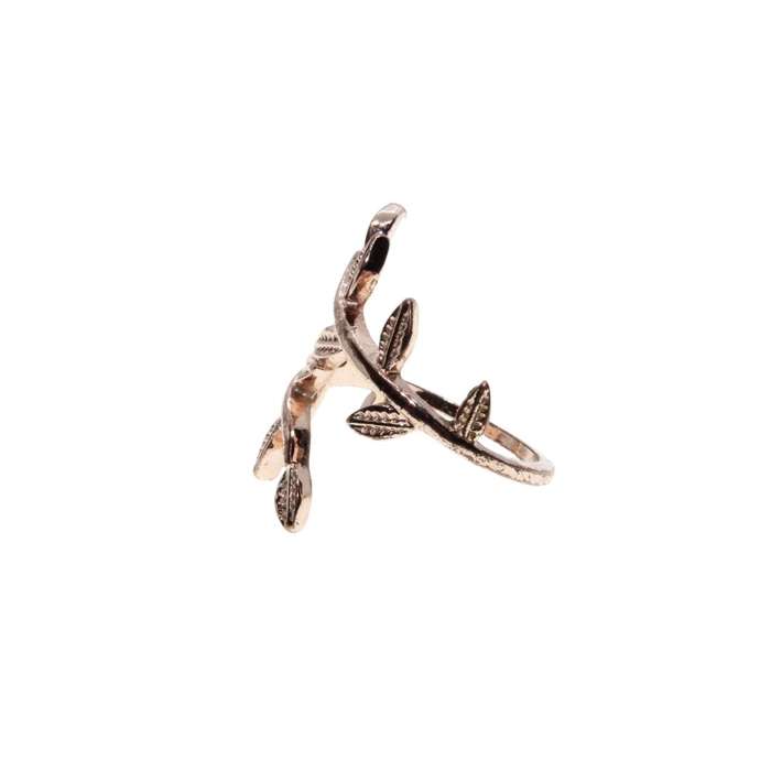 Ring - Rose Gold Tone Spiral Leaf Ring. Statement Jewellery - ML3483