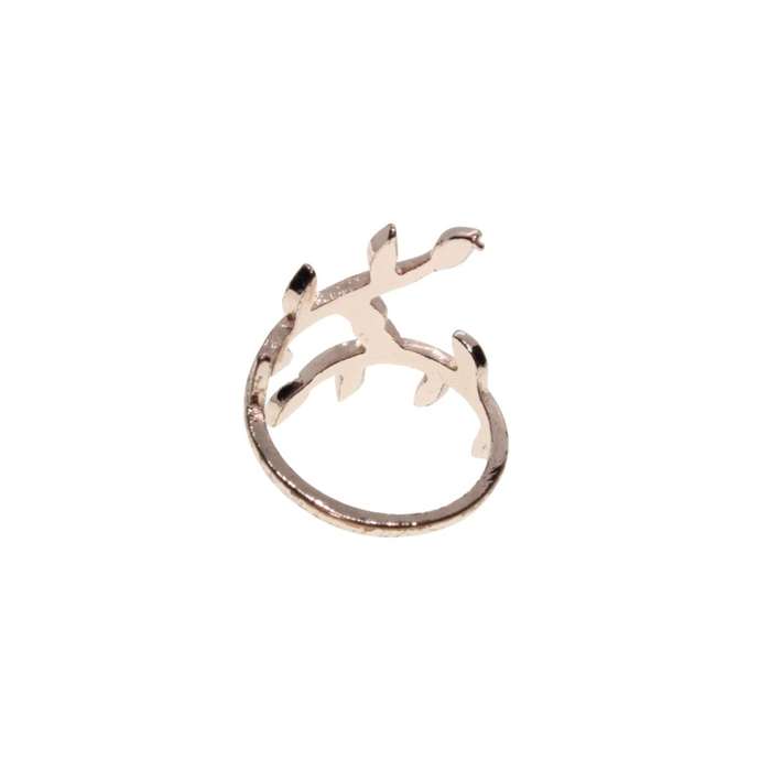 Ring - Rose Gold Tone Spiral Leaf Ring. Statement Jewellery - ML3483