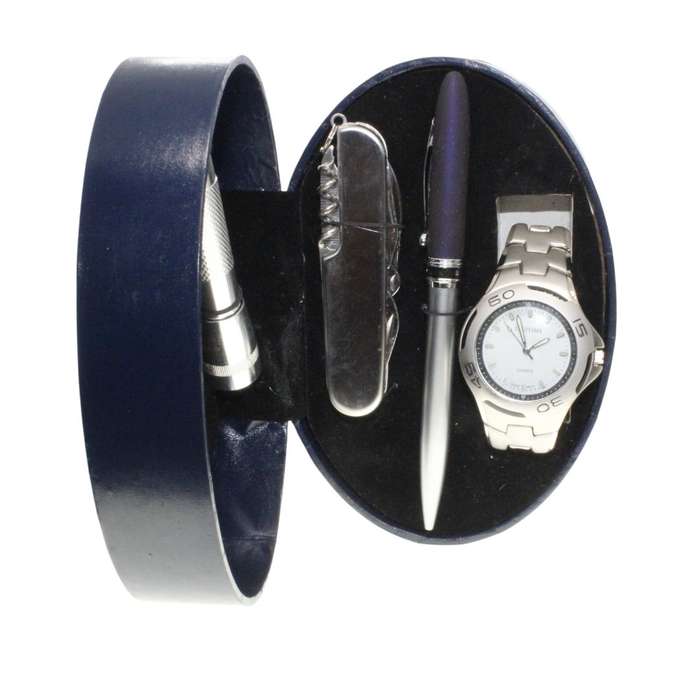 Watch - Gift Set. Digitime Watch. Silver Strap, Torch, Knife & Pen - ML3498