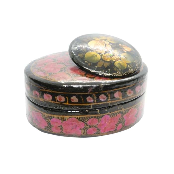 Brooch - Vintage Russian Handpainted Brooch. Oval Lacquered Trinket Box - ML3532